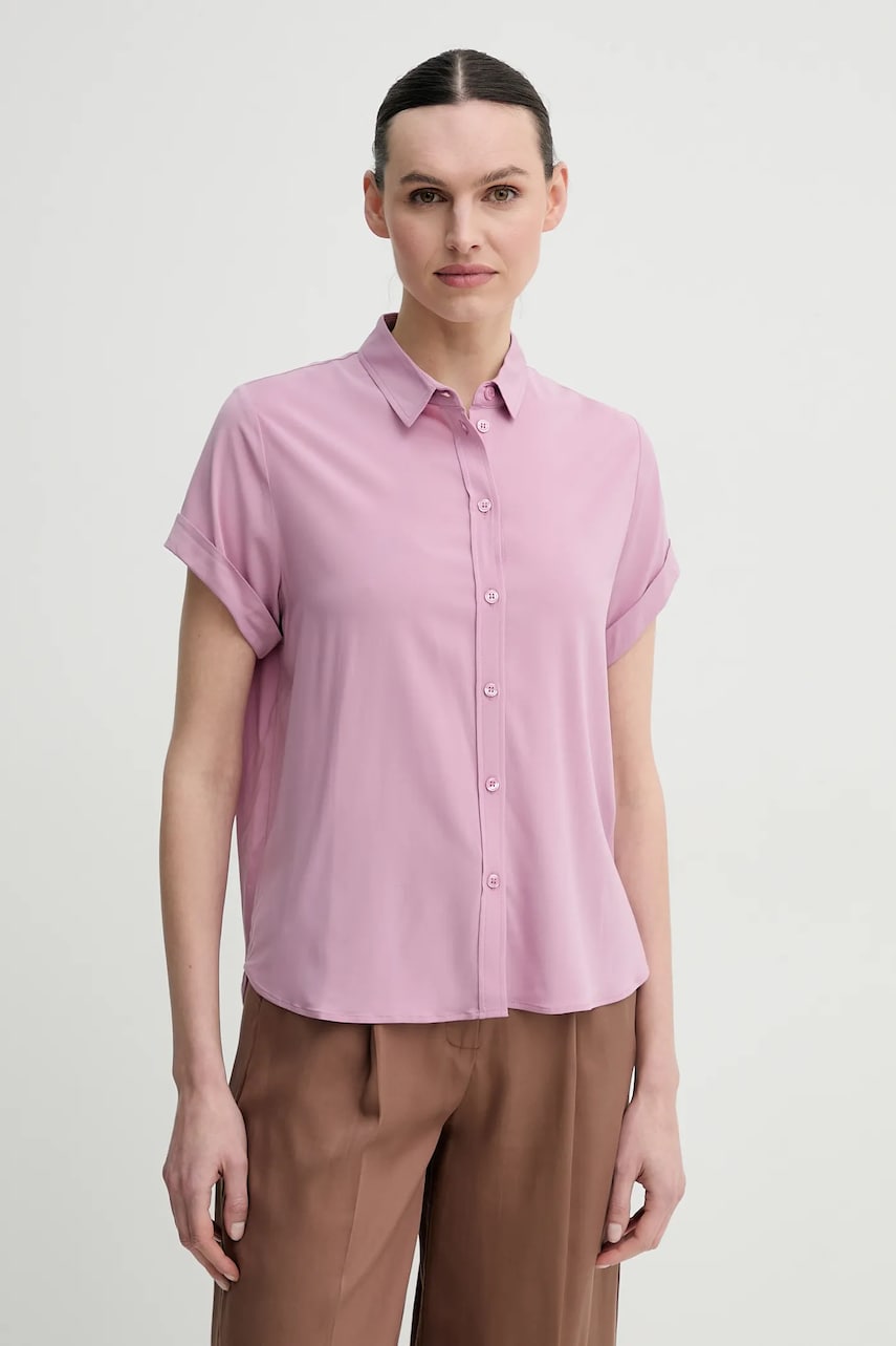 Samsoe Samsoe camasa MAJAN femei, culoarea violet, cu guler clasic, regular, F19123672 Samsoe Samsoe camasa MAJAN femei, culoarea violet, cu guler clasic, regular, F19123672
