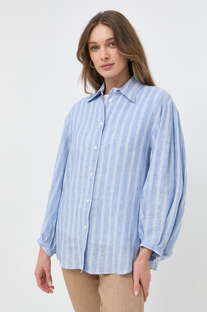 Plátěná košile Weekend Max Mara regular, s klasickým límcem - modrá -  100 % Len