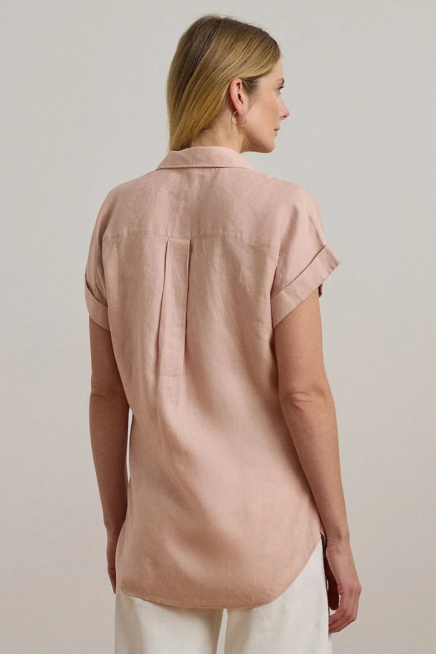 Льняная рубашка Lauren Ralph Lauren цвет зелёный relaxed классический воротник 200699152 Льняная рубашка Lauren Ralph Lauren цвет зелёный relaxed классический воротник 200699152