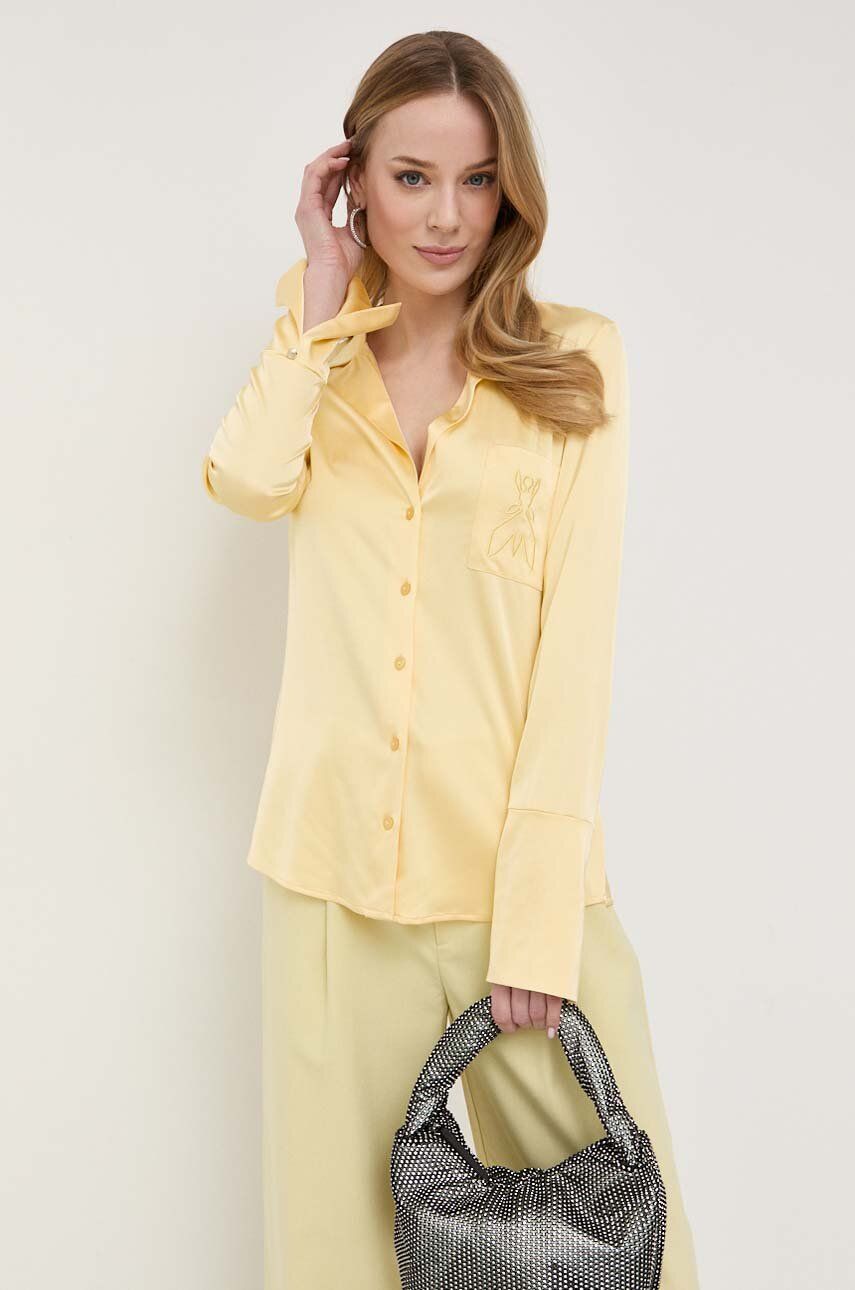 Levně Košile Patrizia Pepe dámská, žlutá barva, regular, s klasickým límcem