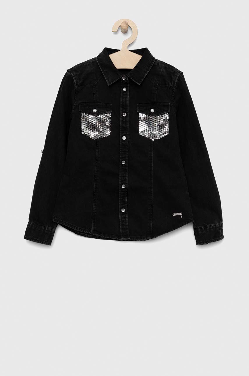 E-shop Dětská riflová košile Guess černá barva