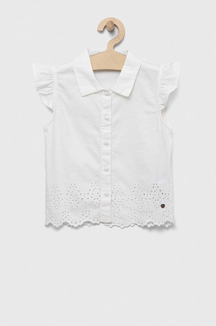 Детская рубашка с примесью льна Guess цвет белый