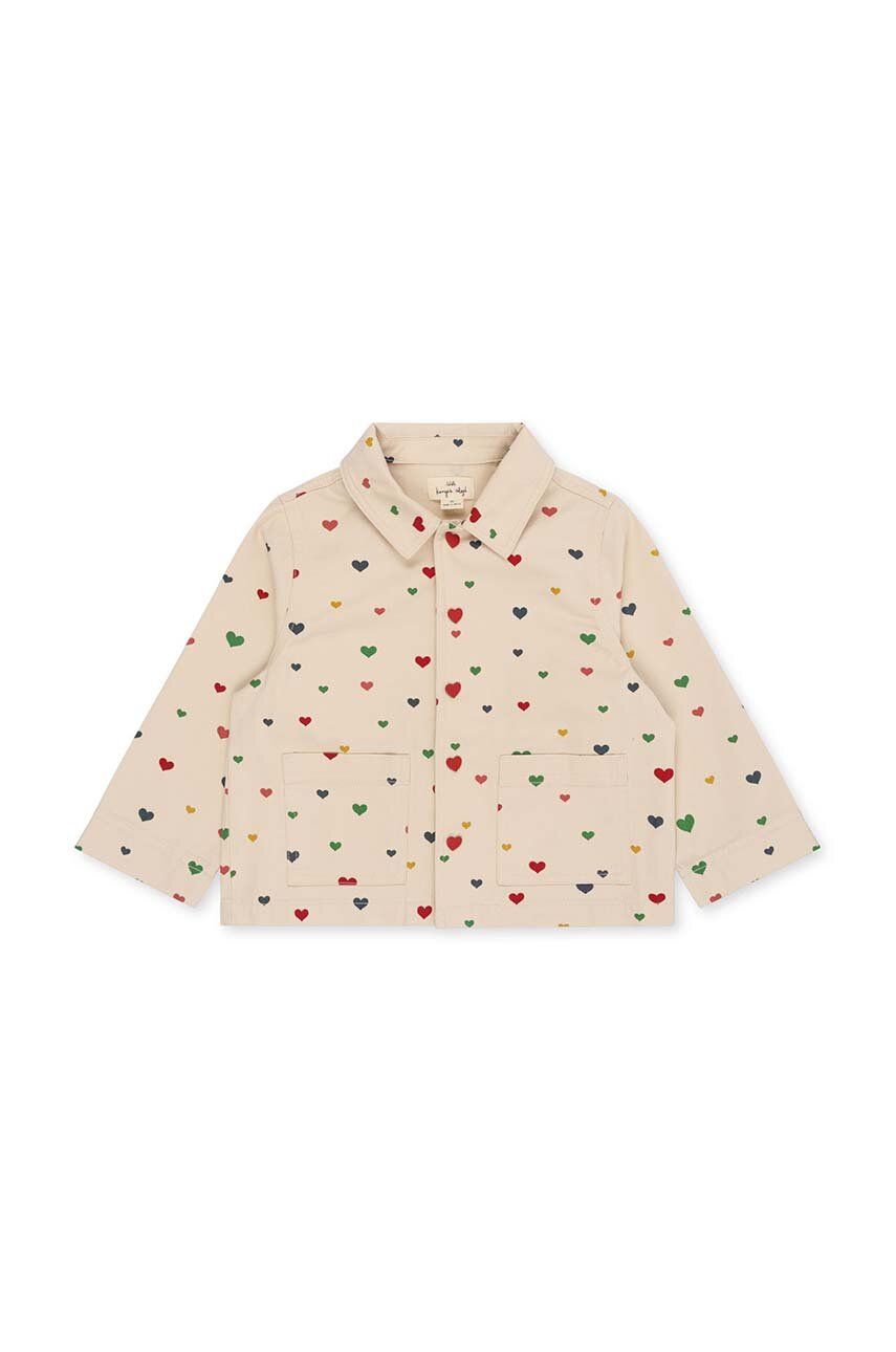 Dětská bavlněná košile Konges Sløjd béžová barva - béžová -  100 % Organická bavlna