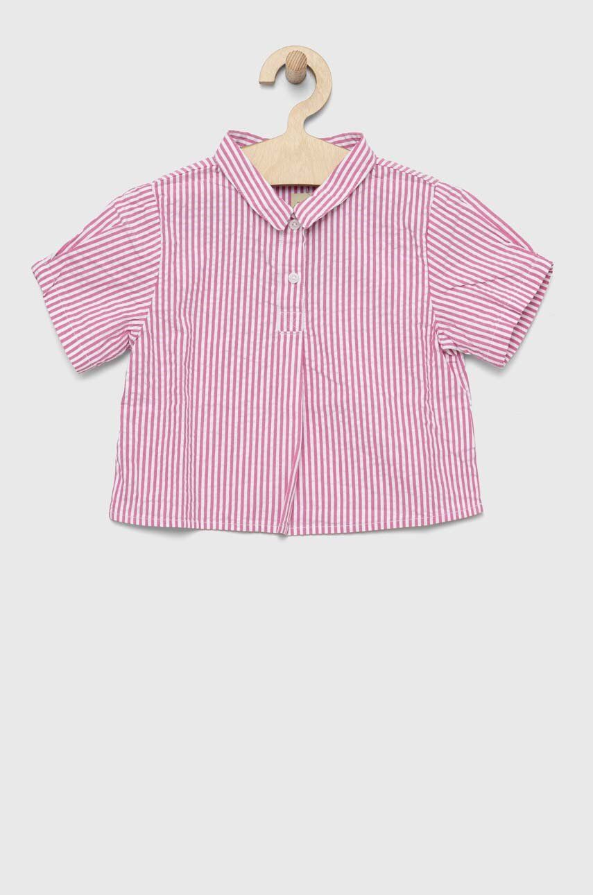 Levně Dětská bavlněná košile United Colors of Benetton růžová barva