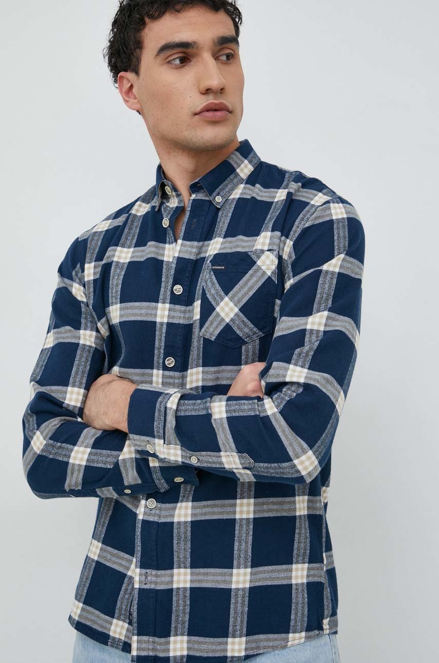 

Бавовняна сорочка Lindbergh чоловіча колір синій regular комір button-down