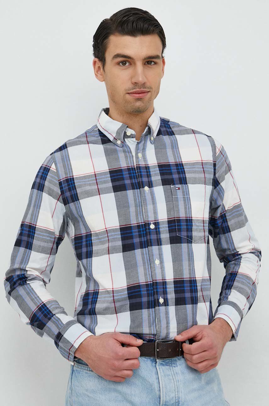 Košile Tommy Hilfiger tmavomodrá barva, regular, s límečkem button-down - námořnická modř -  10