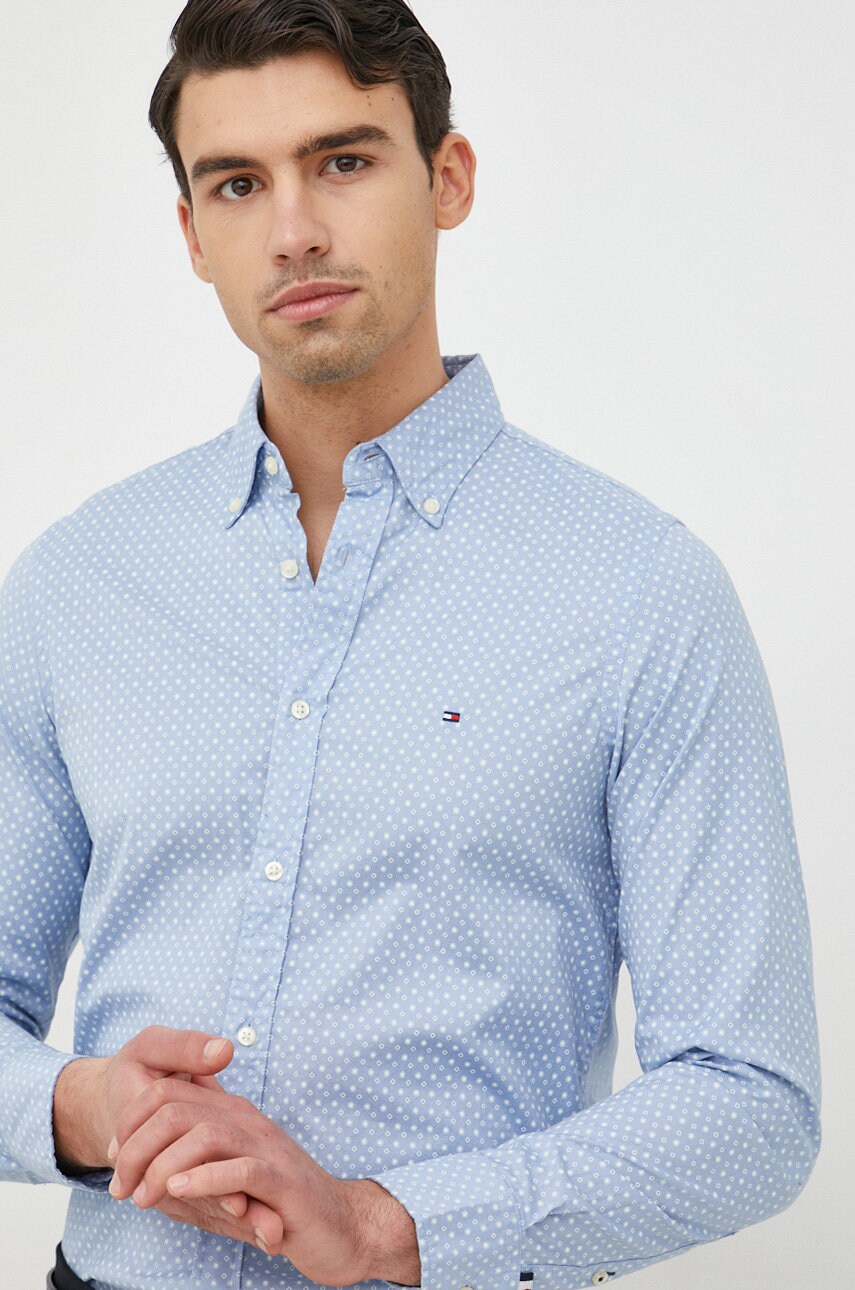 

Хлопковая рубашка Tommy Hilfiger мужская slim воротник button-down