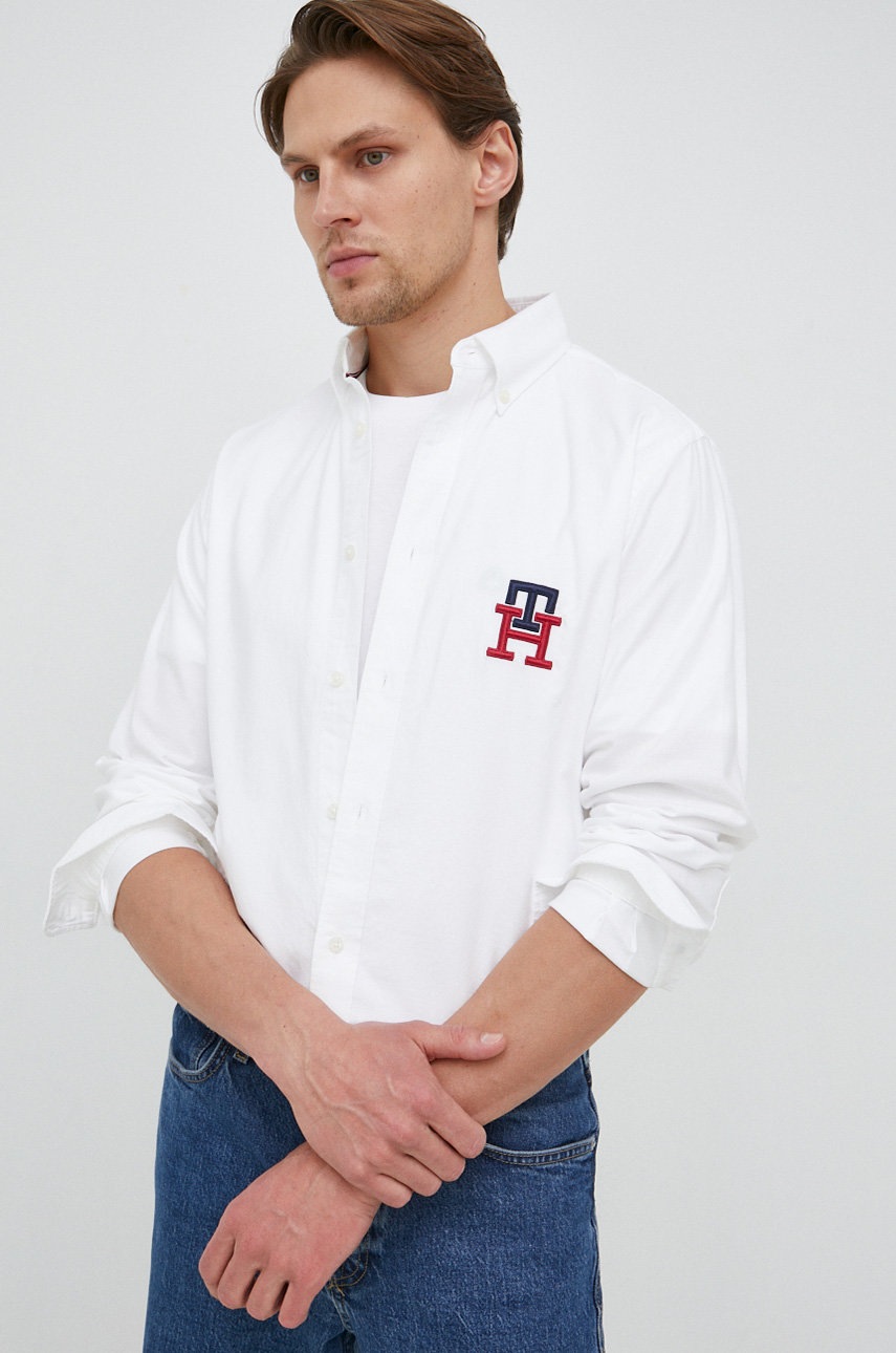 

Бавовняна сорочка Tommy Hilfiger чоловіча колір білий regular комір button-down