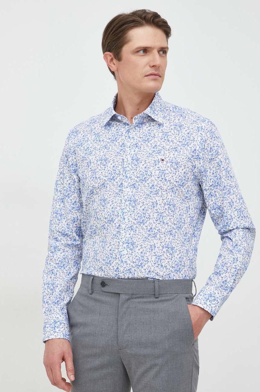 Košile Tommy Hilfiger regular, s klasickým límcem - modrá -  100 % Bavlna