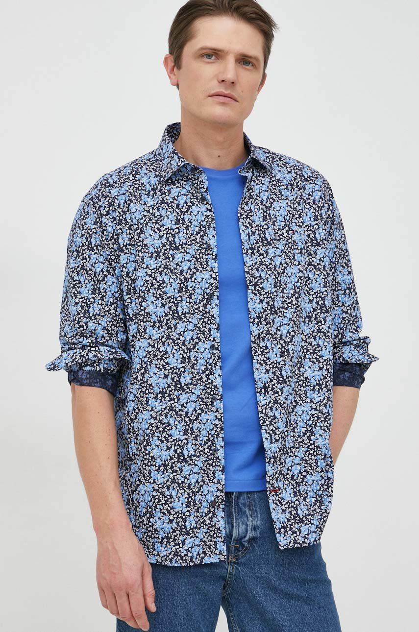 Košile Tommy Hilfiger tmavomodrá barva, regular, s klasickým límcem - námořnická modř -  100 % 