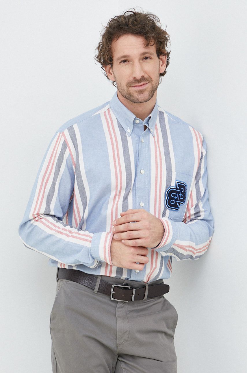 Košile BOSS BOSS ORANGE regular, s límečkem button-down - modrá -  100 % Bavlna