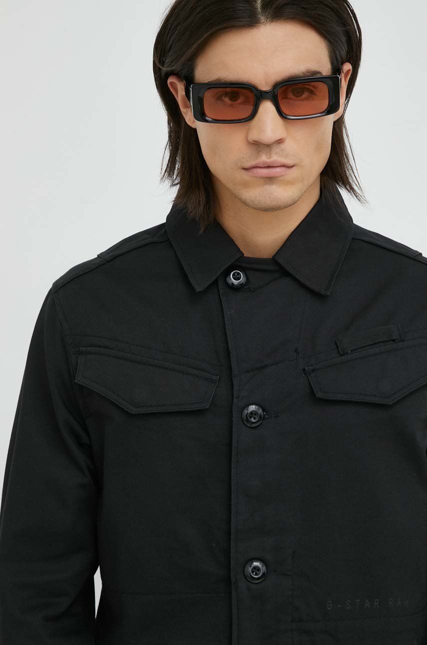 Košile G-Star Raw černá barva, regular, s klasickým límcem - černá -  Hlavní materiál: 100% Bav