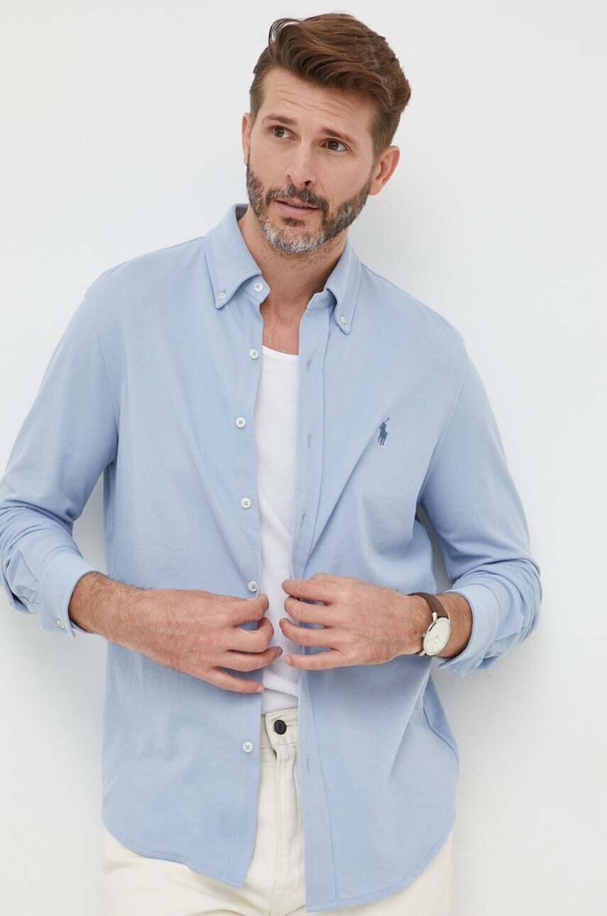 

Хлопковая рубашка Polo Ralph Lauren мужская regular воротник button-down