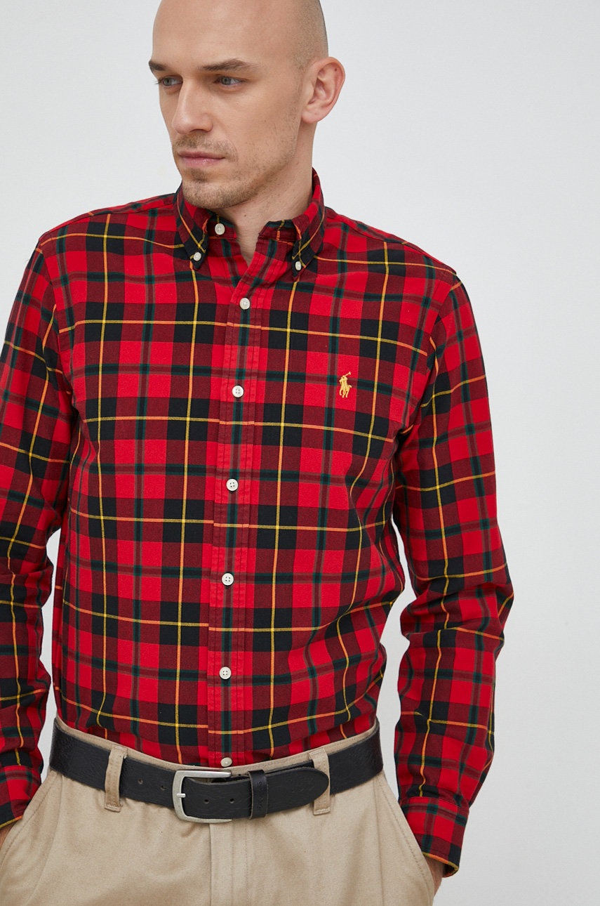 

Бавовняна сорочка Polo Ralph Lauren чоловіча колір червоний regular комір button-down