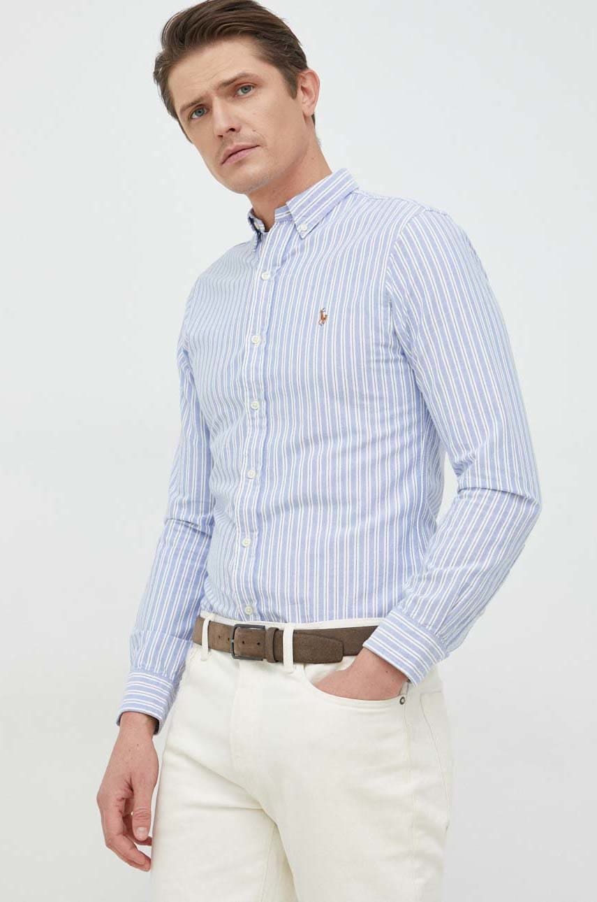

Хлопковая рубашка Polo Ralph Lauren мужская slim воротник button-down