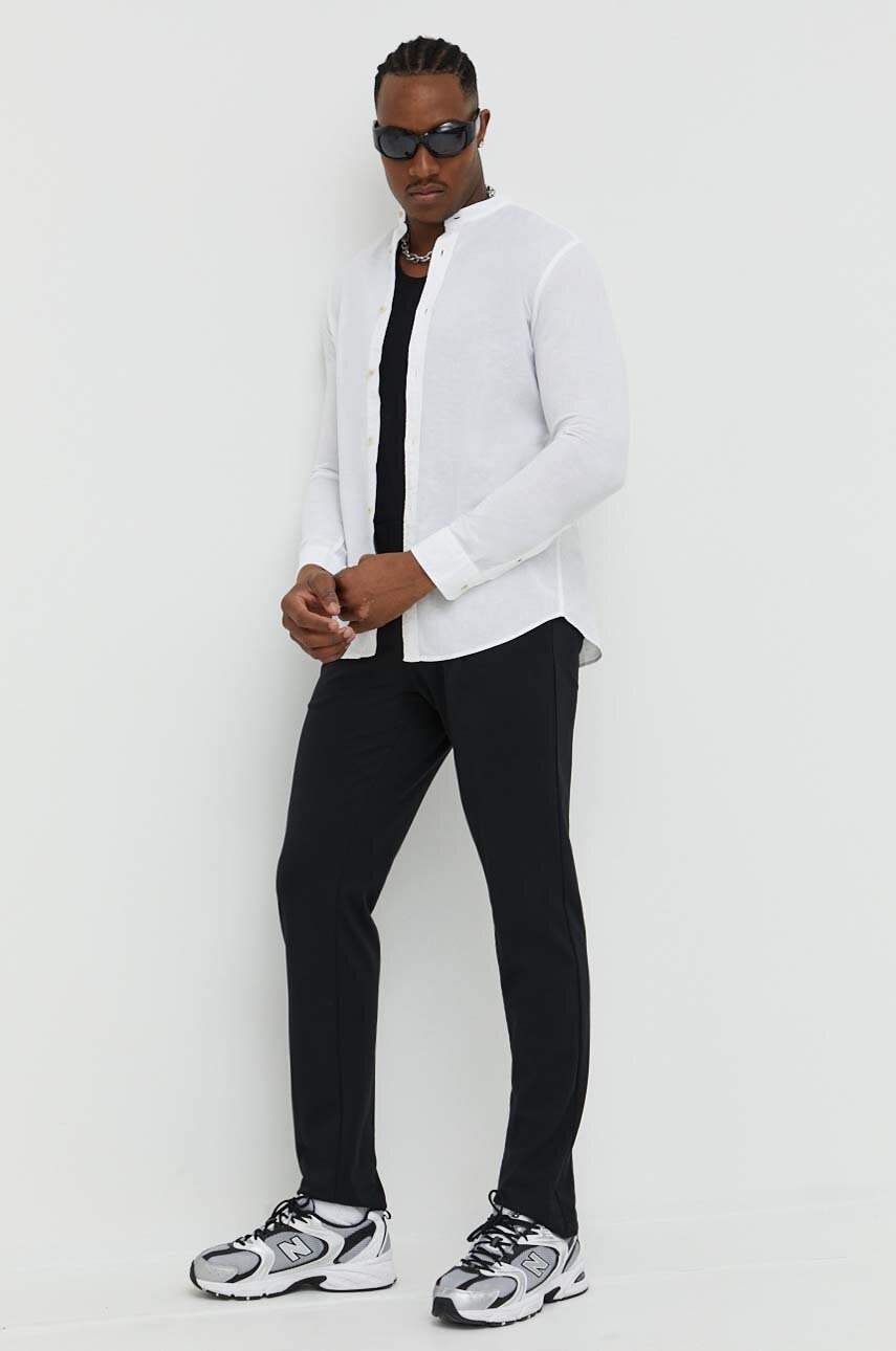 

Сорочка з домішкою льону Jack & Jones JJESUMMER колір білий slim зі стійкою 12196820