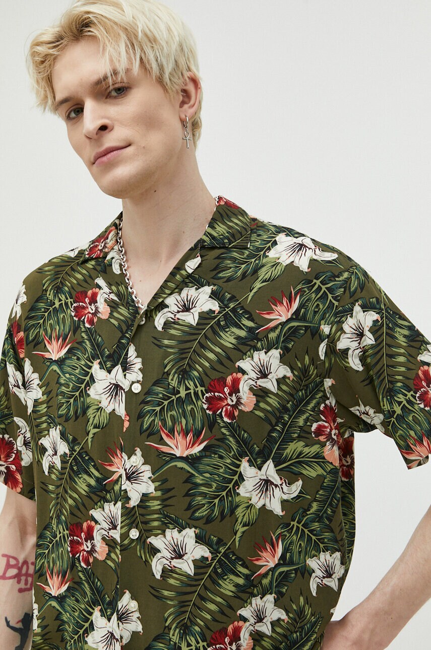 

Риза Jack & Jones JJEJEFF мъжка в зелено със стандартна кройка 12222898, Зелен