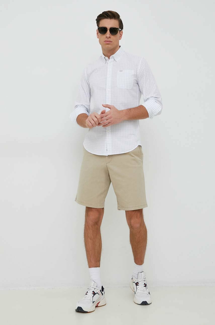 

Бавовняна сорочка Pepe Jeans Larry Чоловіча колір білий slim комір button-down