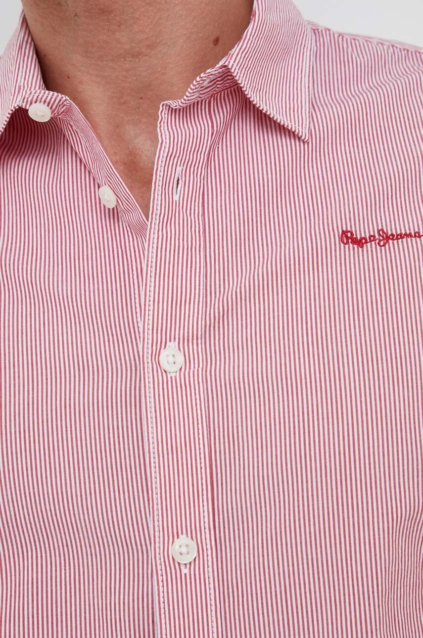 

Бавовняна сорочка Pepe Jeans Percy чоловіча колір червоний slim класичний комір