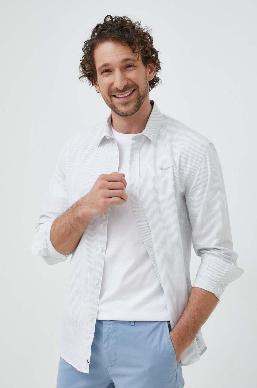 

Хлопковая рубашка Pepe Jeans Laurence мужская slim классический воротник
