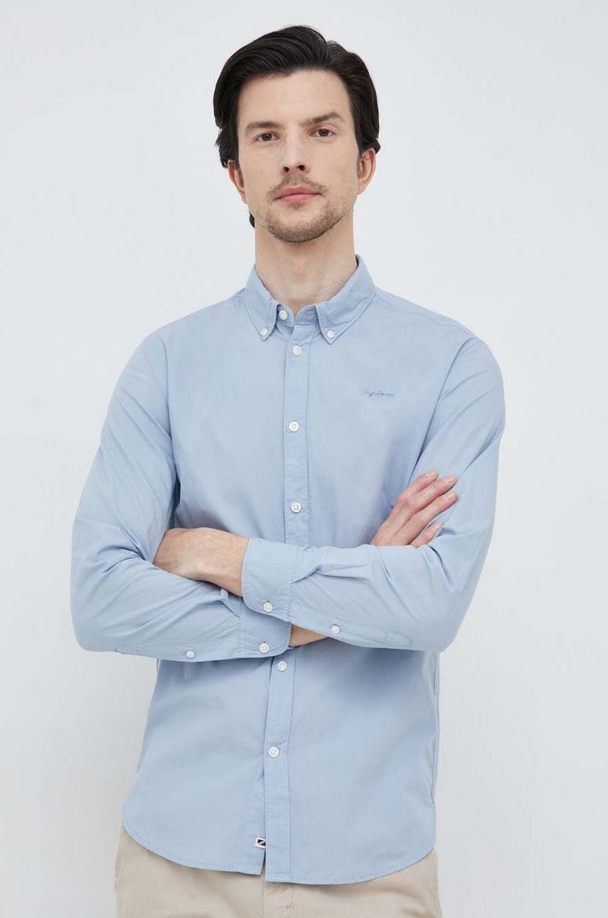 Pepe Jeans Camasa Din Bumbac Peyton Barbati, Cu Guler Button-down, Slim