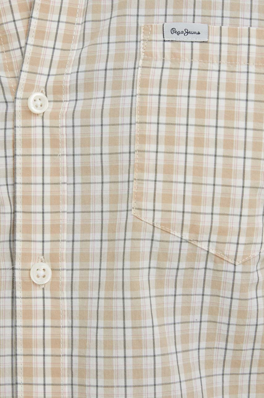 

Бавовняна сорочка Pepe Jeans Lincoln чоловіча колір бежевий slim комір button-down