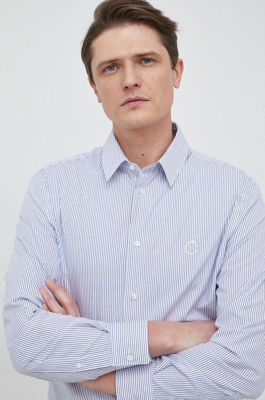 Košile Trussardi regular, s klasickým límcem - modrá -  100 % Bavlna
