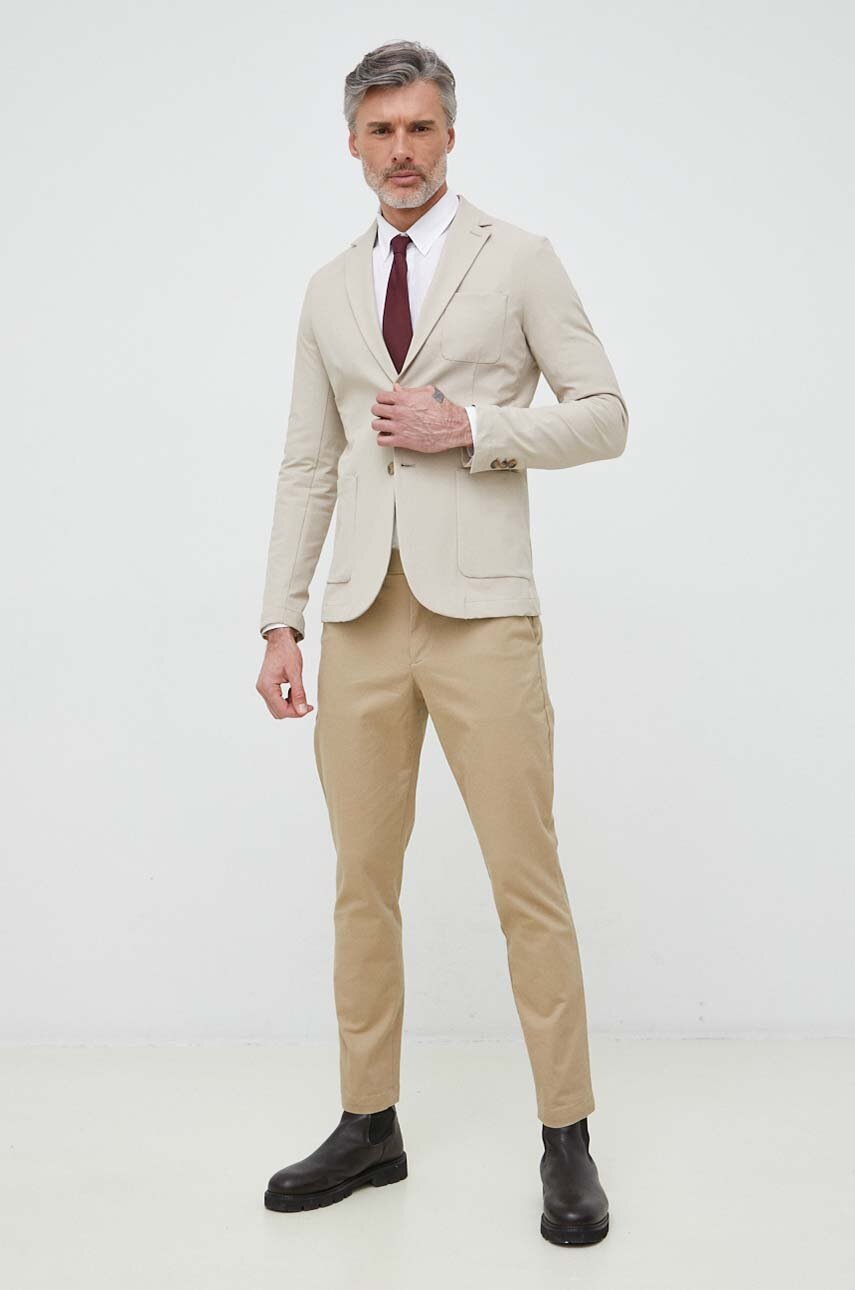

Сорочка з льону Lacoste колір білий regular комір button-down