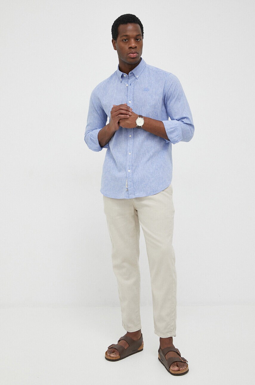 

Рубашка с примесью льна La Martina regular воротник button-down