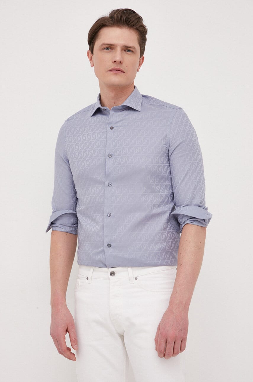 Emporio armani camasa din bumbac barbati, cu guler clasic, regular