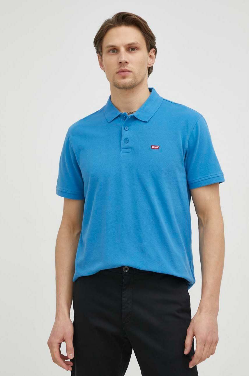 Bavlněné polo tričko Levi′s - modrá -  100 % Bavlna