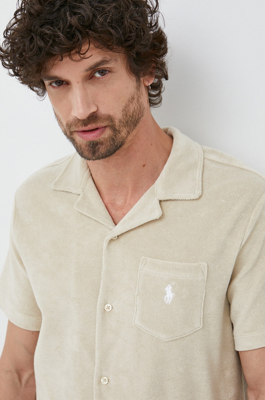 

Рубашка Polo Ralph Lauren мужская цвет бежевый regular классический воротник