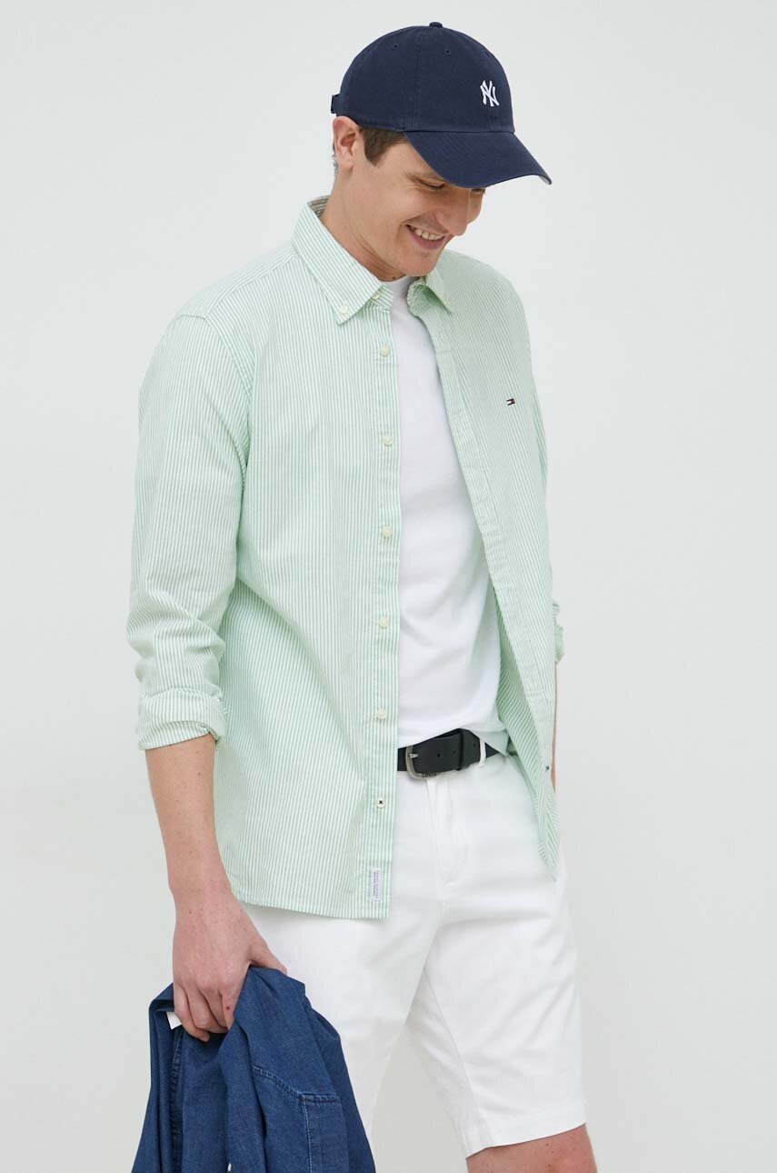 

Сорочка Tommy Hilfiger чоловіча колір зелений regular комір button-down