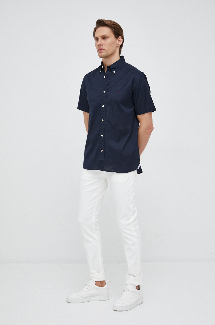 

Хлопковая рубашка Tommy Hilfiger мужская цвет синий regular воротник button-down