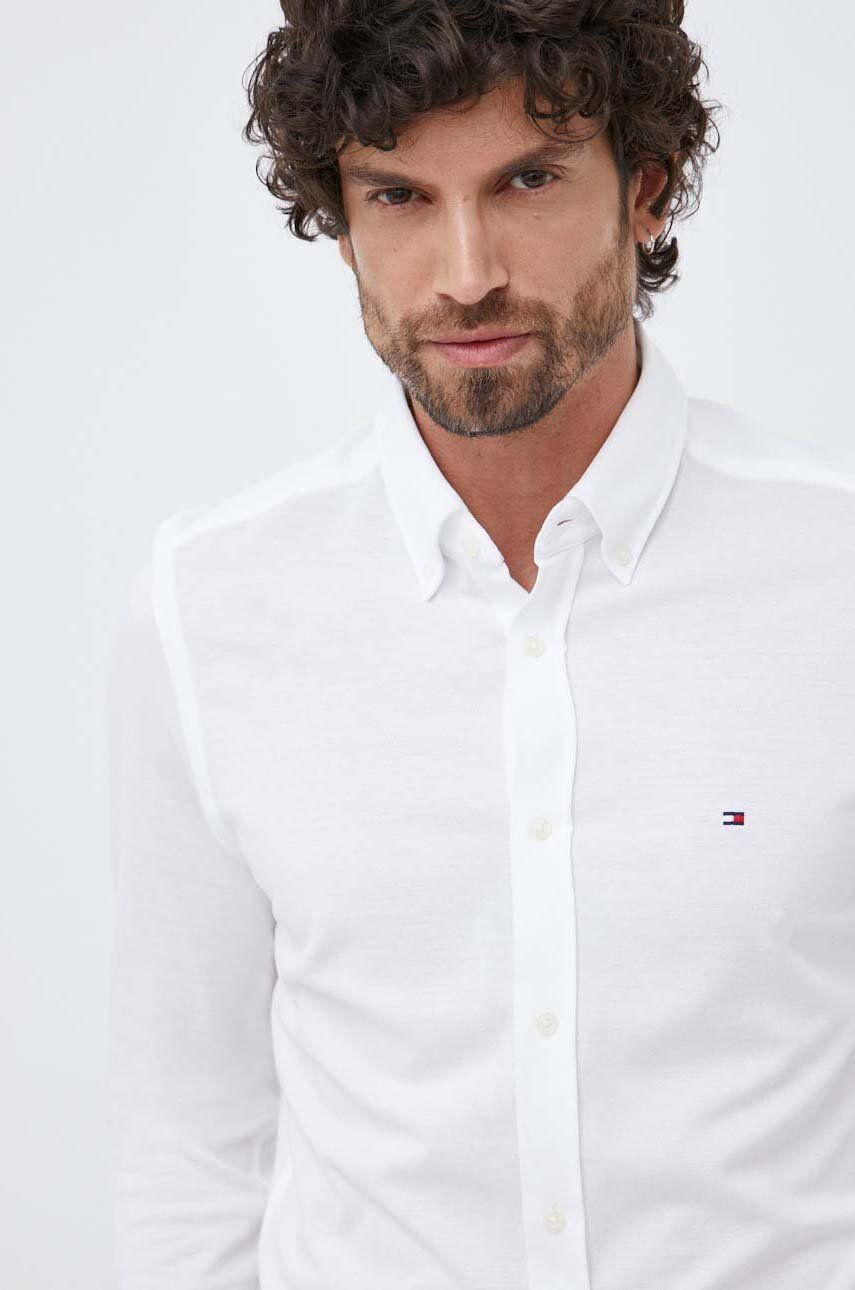 Levně Košile Tommy Hilfiger bílá barva, slim, s límečkem button-down, MW0MW30675