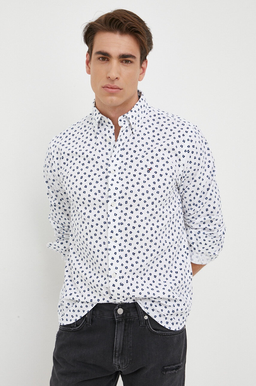 

Бавовняна сорочка Tommy Hilfiger чоловіча колір білий regular комір button-down