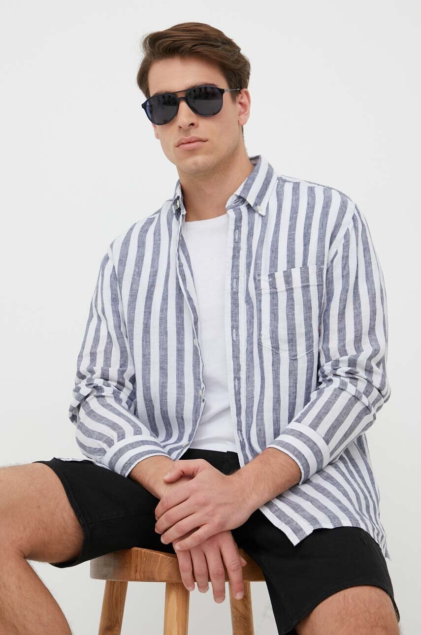 

Льняная рубашка Tommy Hilfiger цвет белый regular воротник button-down