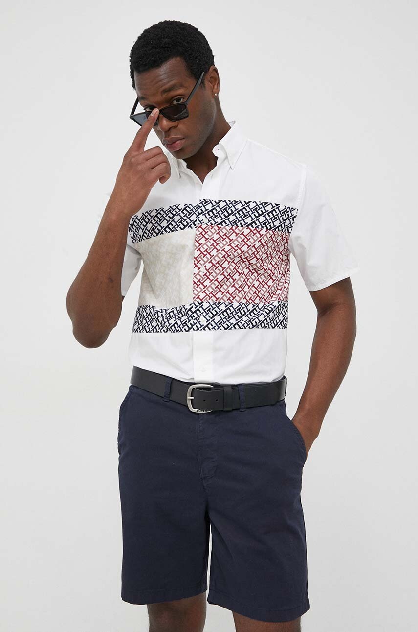 

Бавовняна сорочка Tommy Hilfiger чоловіча колір білий regular комір button-down