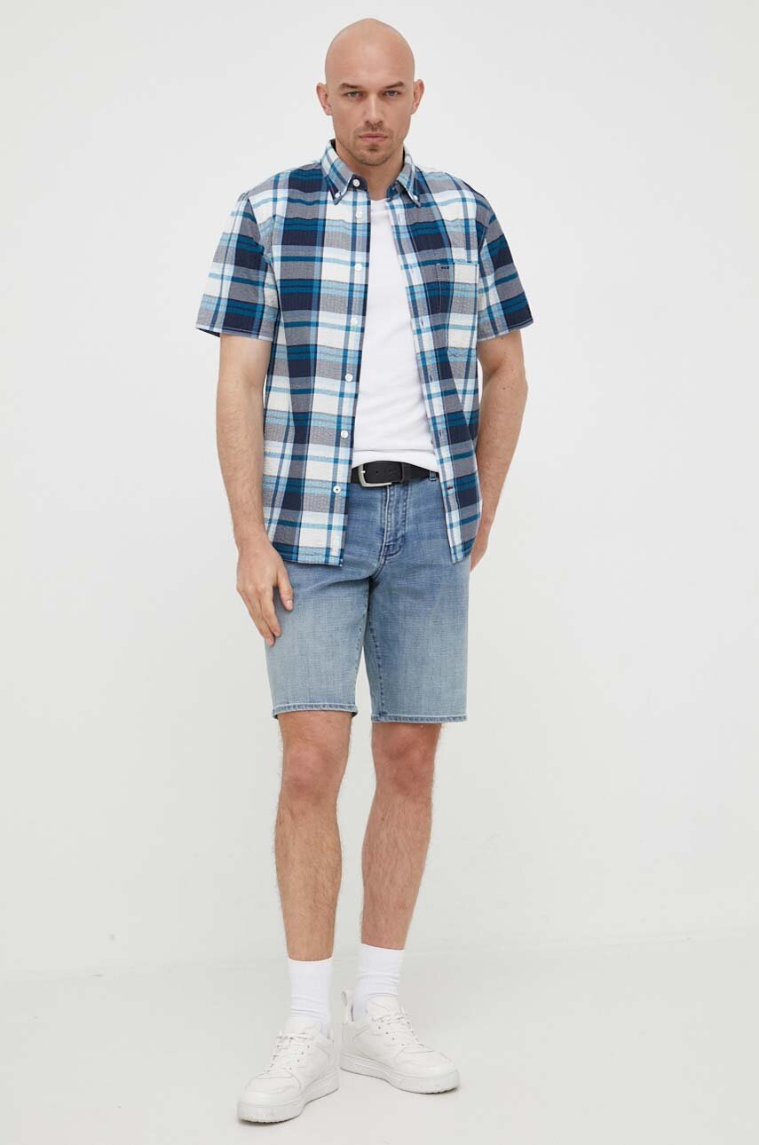 

Хлопковая рубашка Tommy Hilfiger мужская цвет синий regular воротник button-down