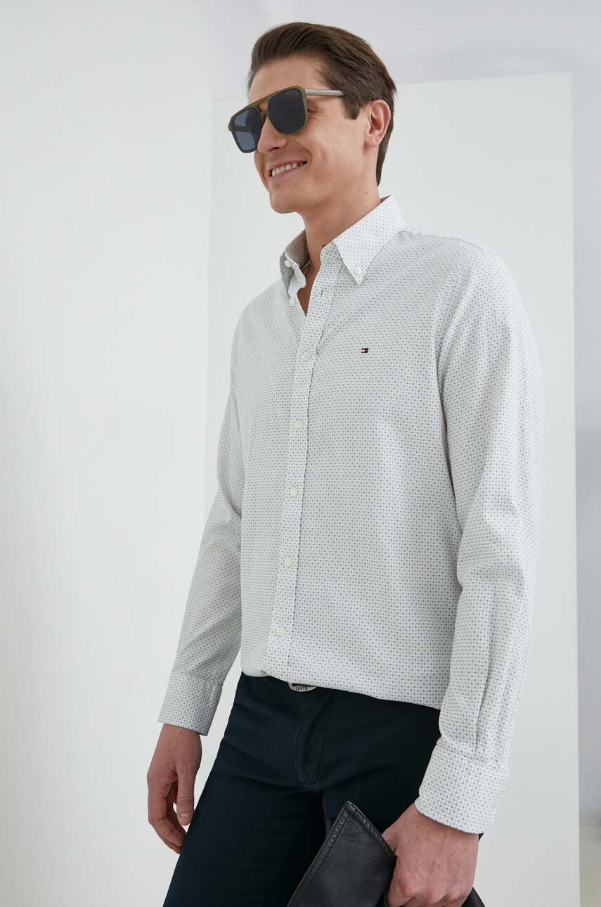 

Бавовняна сорочка Tommy Hilfiger чоловіча колір білий slim комір button-down