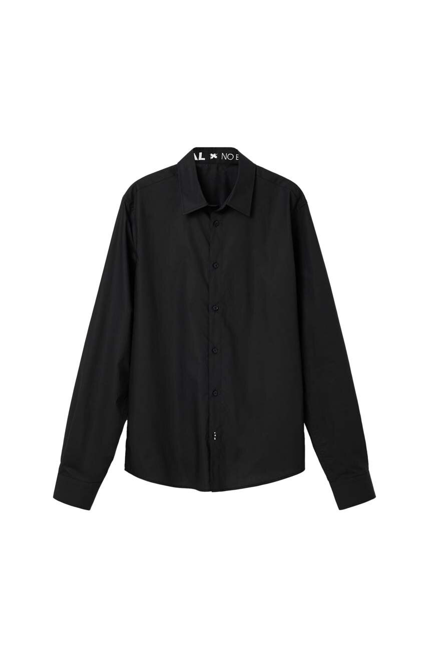 Košile Desigual černá barva, regular, s klasickým límcem - černá -  100 % Bavlna