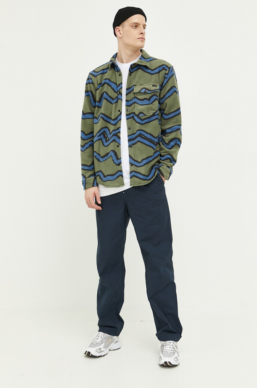 Billabong cămașă din lână culoarea verde, cu guler clasic, regular