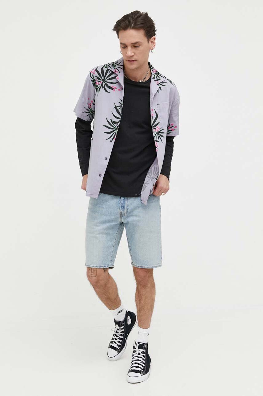 Βαμβακερό πουκάμισο Billabong ανδρικό, χρώμα: μοβ φωτογραφία