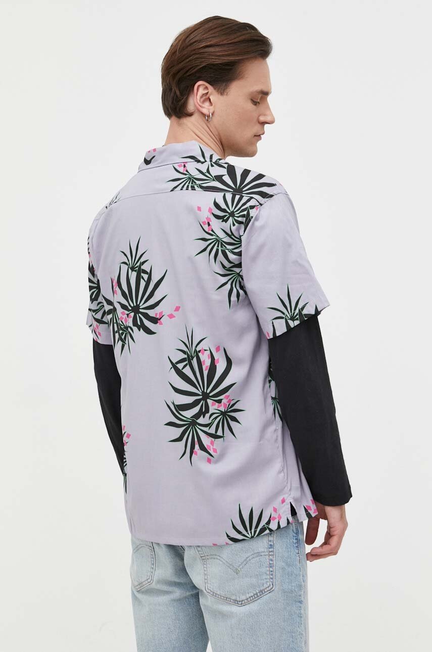 Βαμβακερό πουκάμισο Billabong ανδρικό, χρώμα: μοβ φωτογραφία