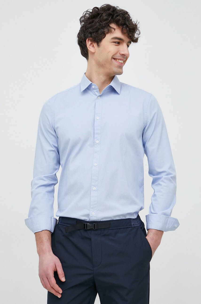 Košile Sisley slim, s klasickým límcem - modrá -  100 % Bavlna