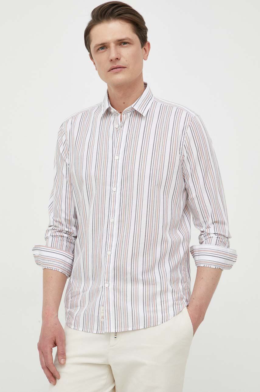 Košile Sisley béžová barva, regular, s klasickým límcem - béžová -  100 % Bavlna