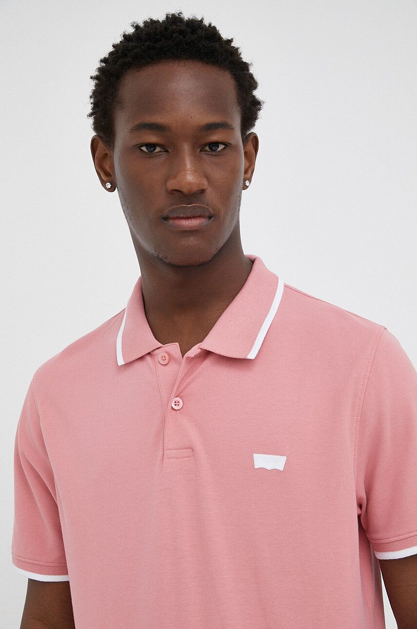 Polo tričko Levi′s růžová barva, s aplikací - růžová -  96 % Bavlna