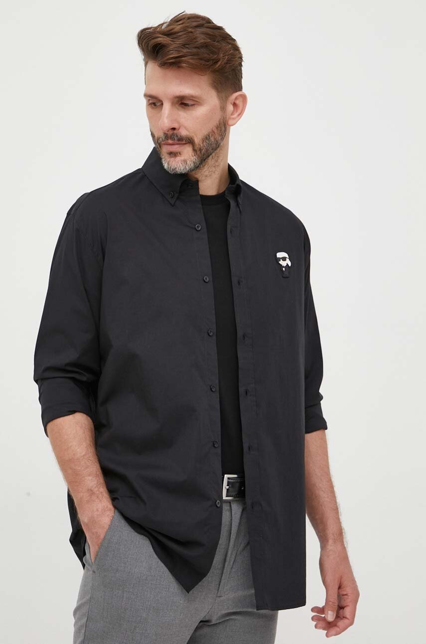 

Сорочка Karl Lagerfeld чоловіча колір чорний regular комір button-down