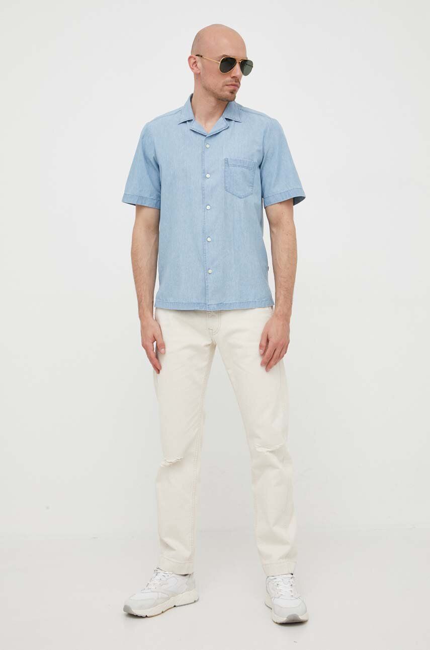 Košile BOSS BOSS ORANGE regular - modrá -  100 % Bavlna