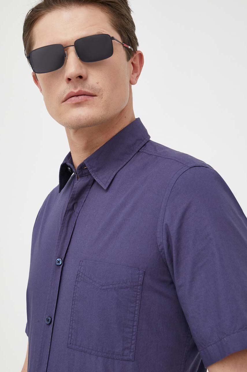 Košile BOSS BOSS ORANGE tmavomodrá barva, regular, s klasickým límcem - námořnická modř -  100 